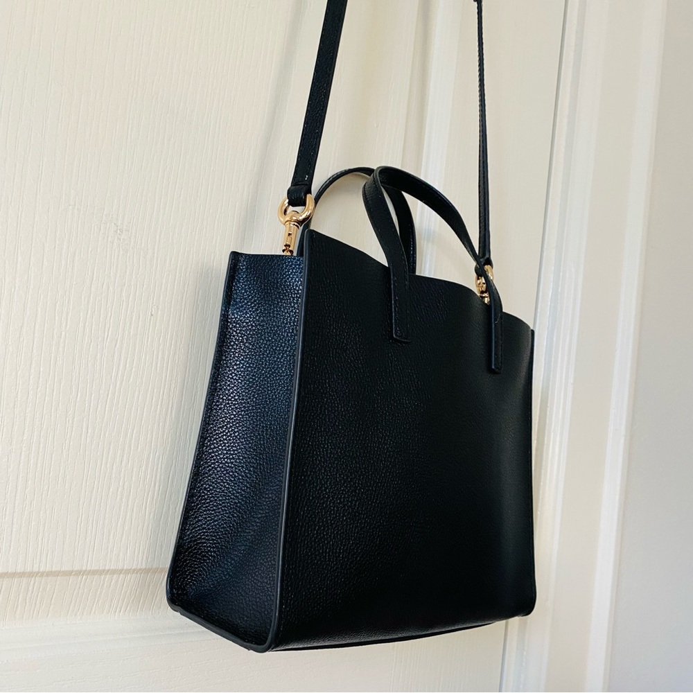 $350 Marc Jacobs Mini Grind Black Pebble Leather Tote/Crossbody Bag - Picture 12 of 16